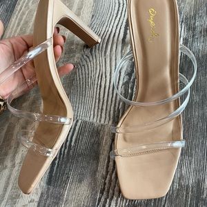 Clear strap heeled sandals